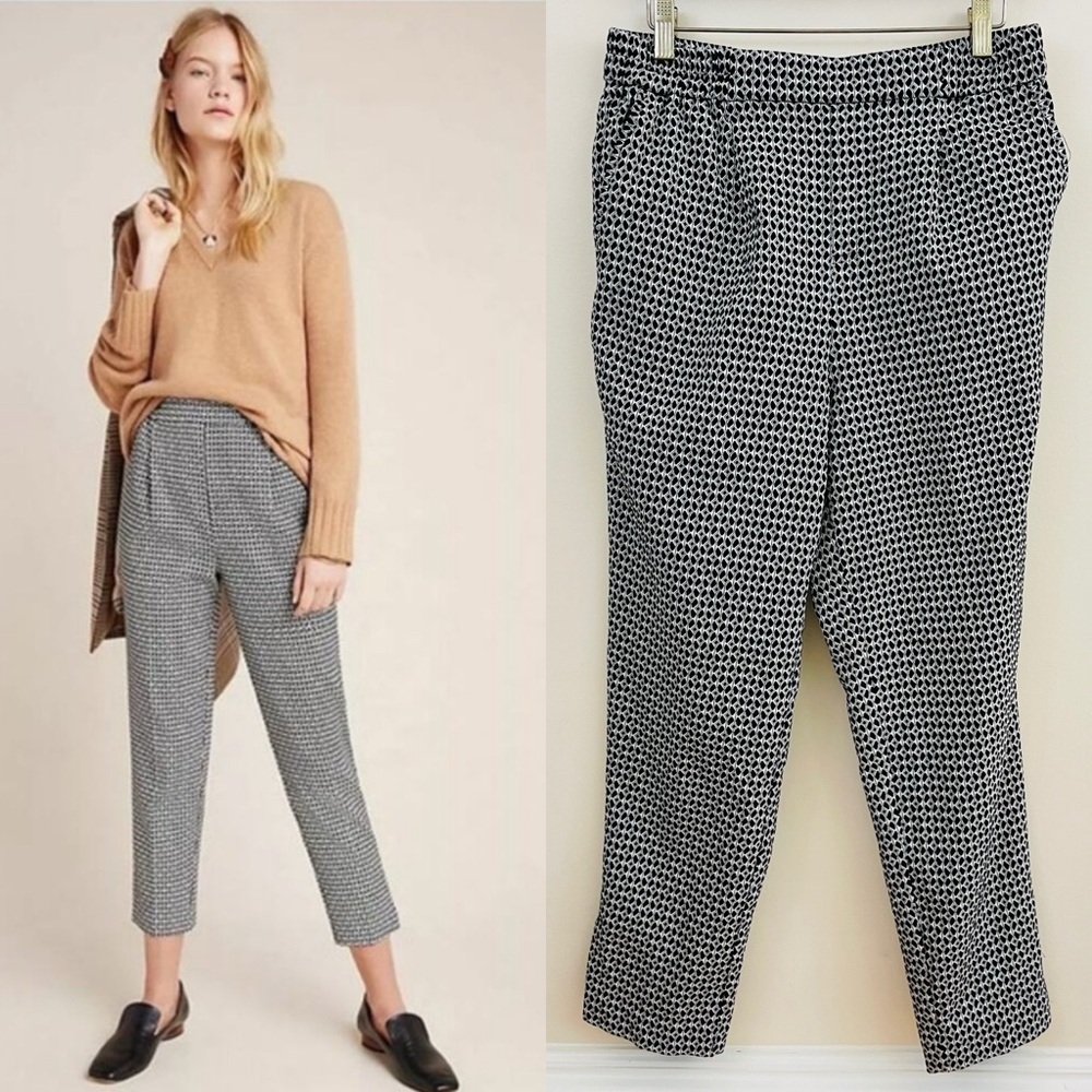 Anthropologie Larkin Jacquard Tapered Trousers, EUC